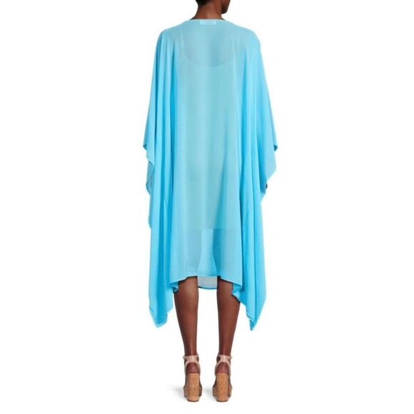 RENEE C. Semi Sheer Asymmetric Midi‎ Caftan Dress in Lavender Size S - Picture 2 of 12